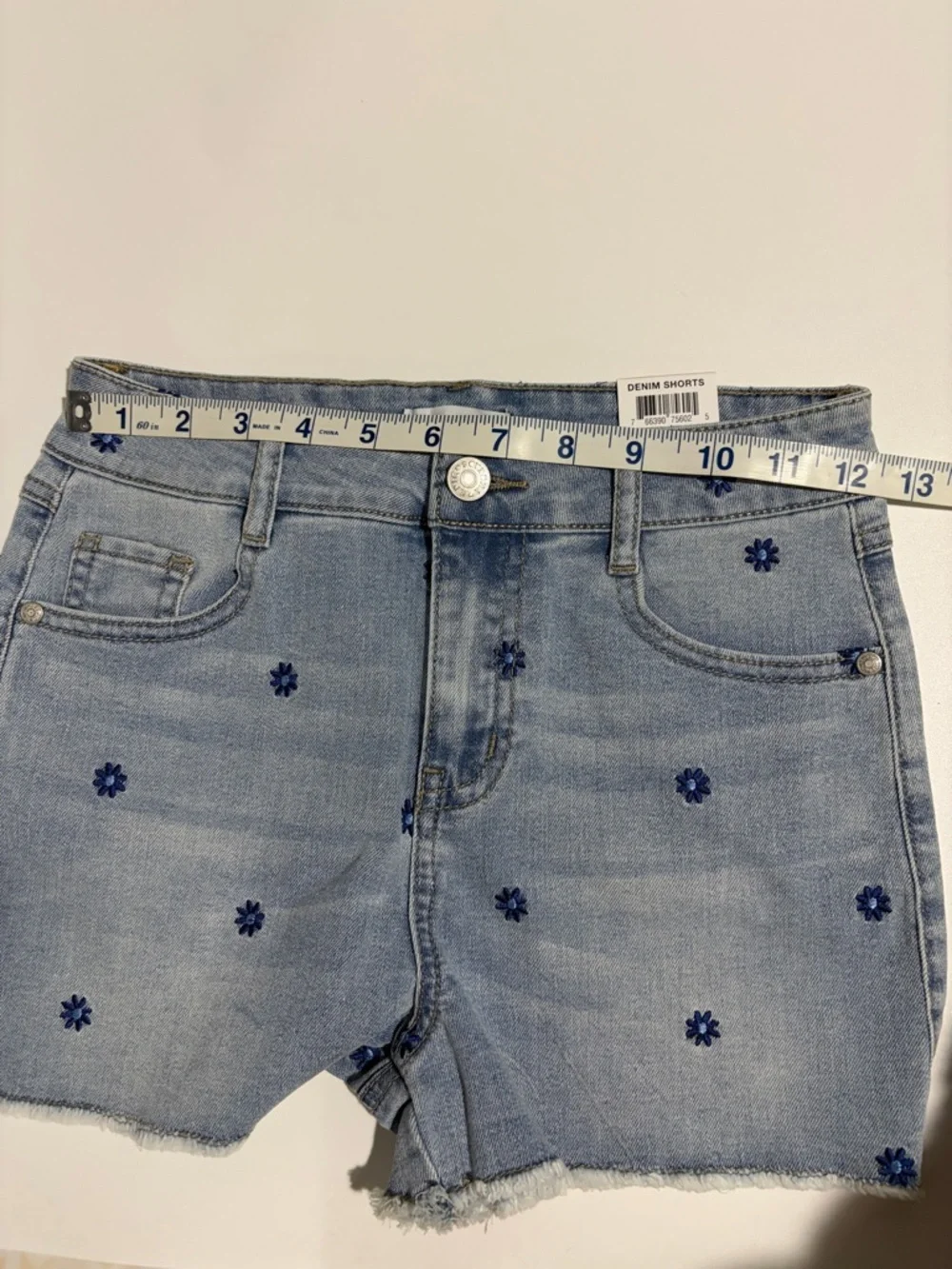 Epic Threads Light‎ Blue Denim Shorts with Blue Floral Accents